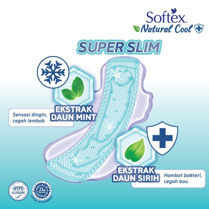 Softex Natural Cool Wing Super Slim Pembalut Wanita 23 cm - 16s