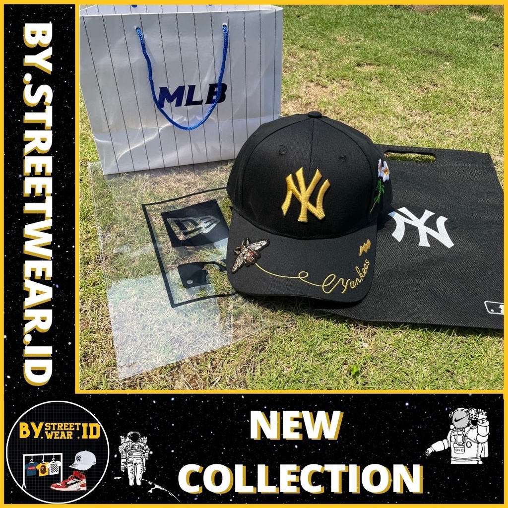 Topi Baseball Pria [MLB Yankees Bee Cap] Black