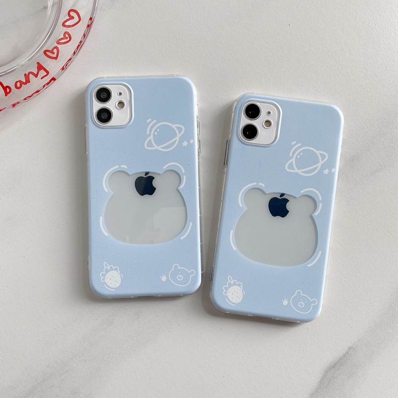 Couples Blue Bear Photo Card Airbag Silicone Case VIVO Y21S Y21A Y21E Y21G Y50 Y30i Y20S Y20i Y12S Y93 Y91C Y95 V9 S1 V20 V15 Pro V11i V20SE V21 Y19 Y15S Bumper Protect Cover Casing