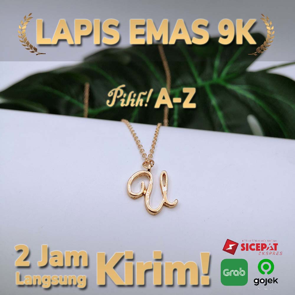 Kalung Huruf Inisial A-Z Lapis Emas 18K Kalung Wanita IMN111-U--M74
