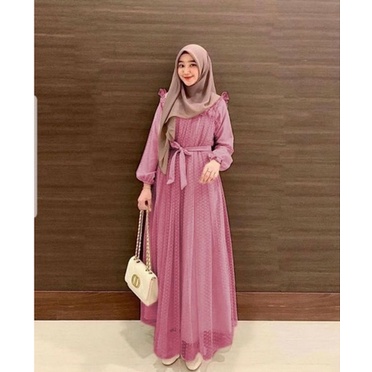 fashion Muslim Wanita Gamis Brokat Model kekinian Terbaru Maxi Melani Modern Terbaru 2022