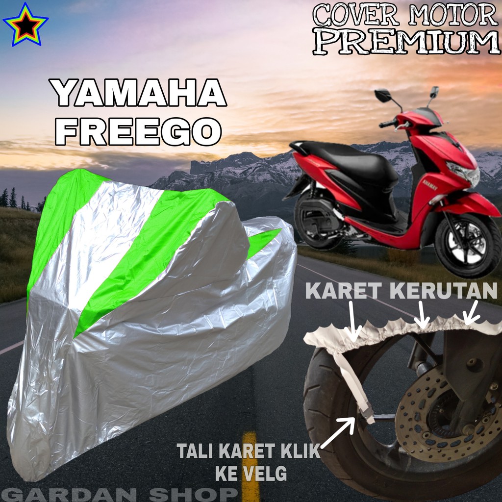 Sarung Motor YAMAHA FREEGO Silver HIJAU Body Cover Penutup Pelindung Motor Freego PREMIUM