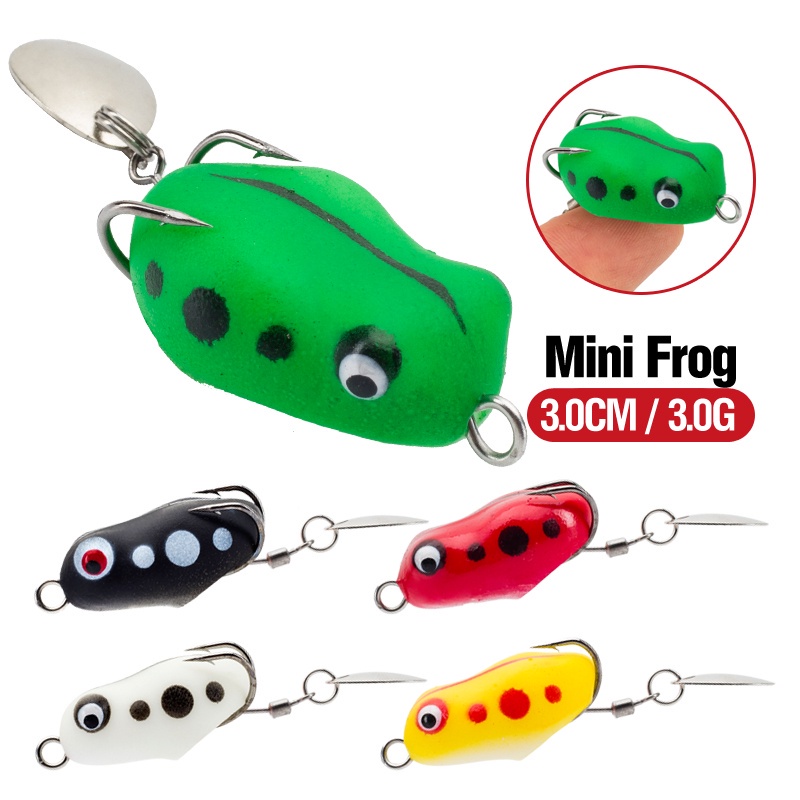 Umpan Pancing Soft Bait Bentuk Katak Ukuran 3cm / 3g Dengan Kail Ganda 5 Warna