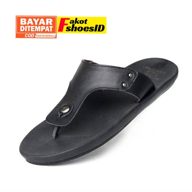 CLOVER BLACK | SANDAL PRIA CEVANY JAPIT 05 KULIT ASLI PREMIUM