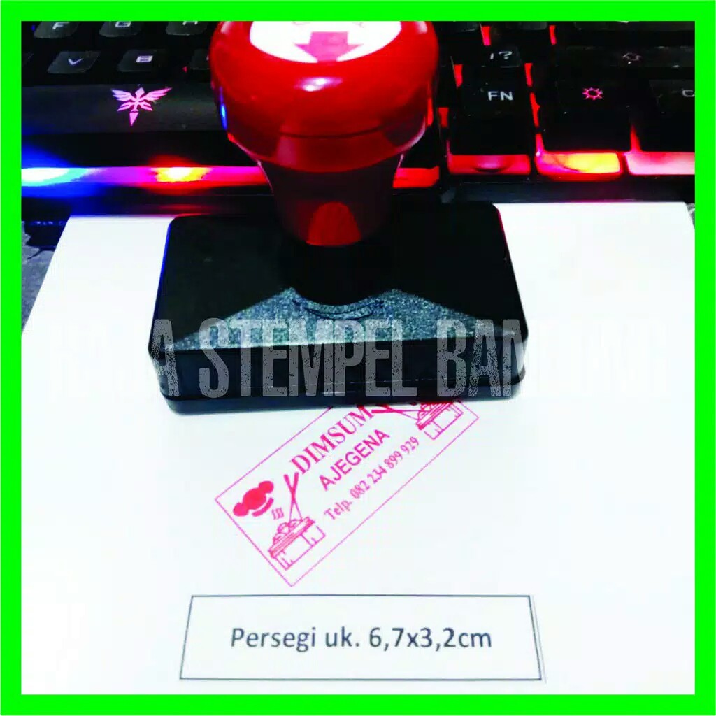 Stempel Flash Persegi Ukuran 6,7x3,2cm nama tandatangan, lunas stample, stemple onlineshop, stampel