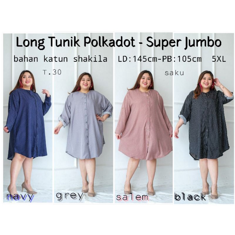 Long tunik super jumbo polkadot T.30