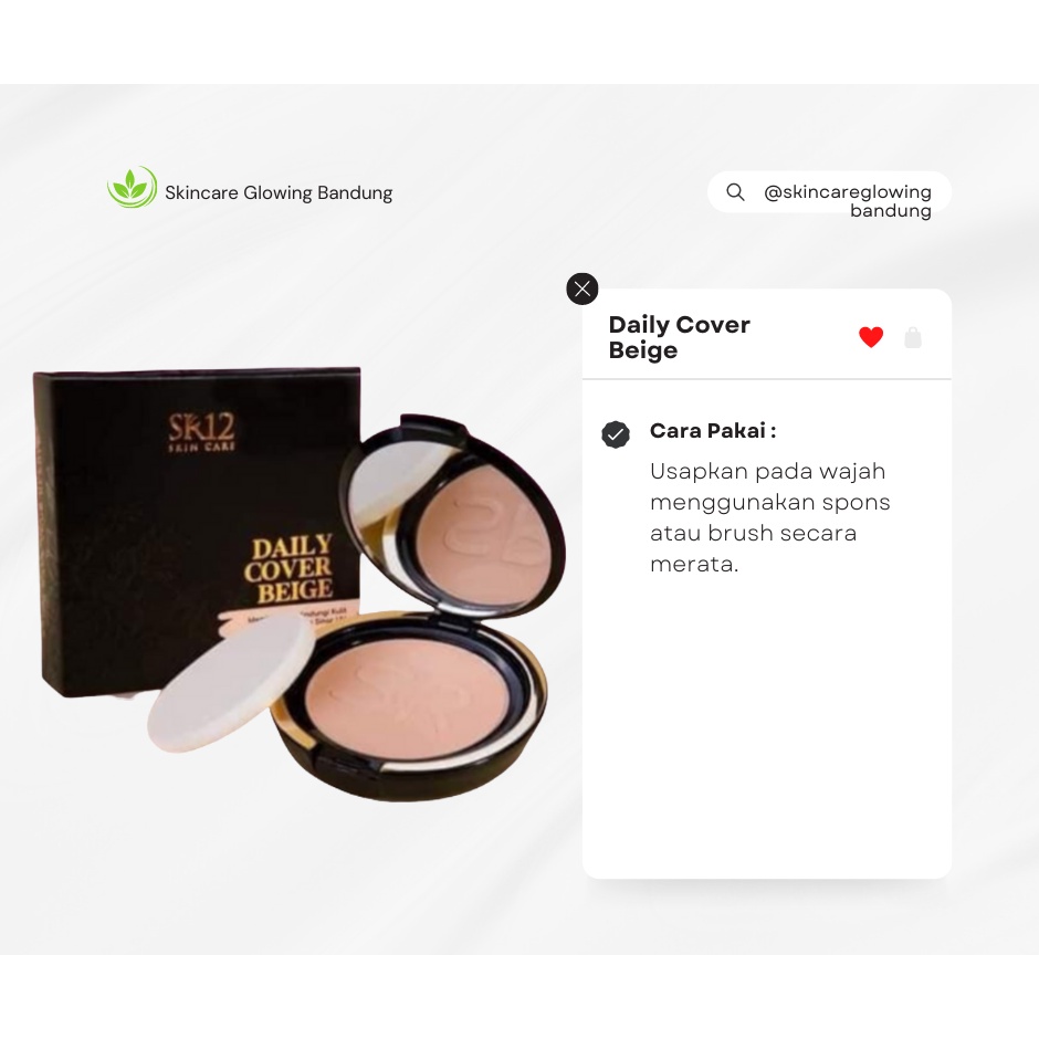 Daily Cover Beige SR12 Bedak Padat Pelindung Wajah Dari Sinar Matahari Compact Powder Anti Luntur Tahan Lama