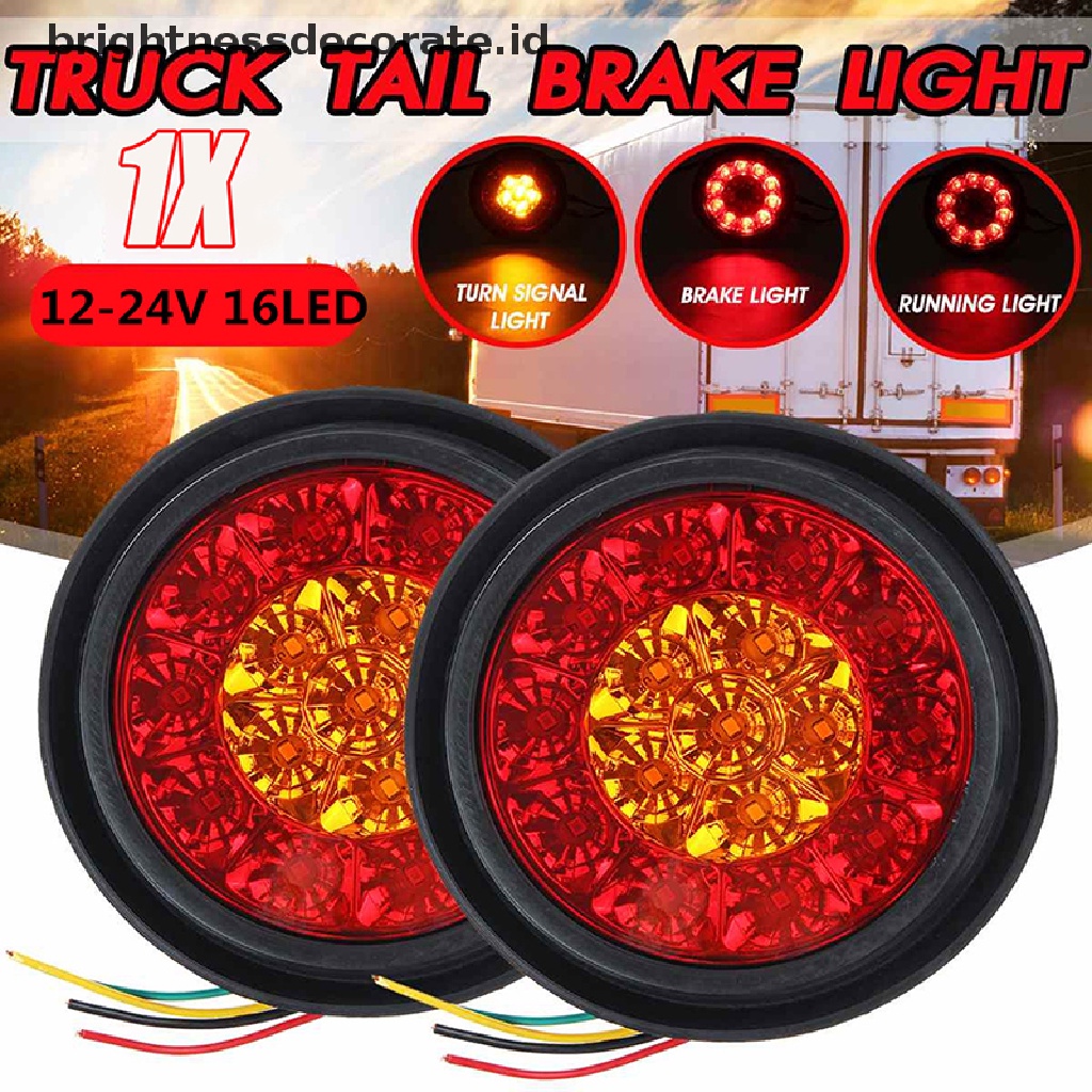 (Birth) Lampu Belakang / Sein / Rem 16-led 4 &quot;Bentuk Bulat Warna Merah / Amber Untuk Truk / Trailer