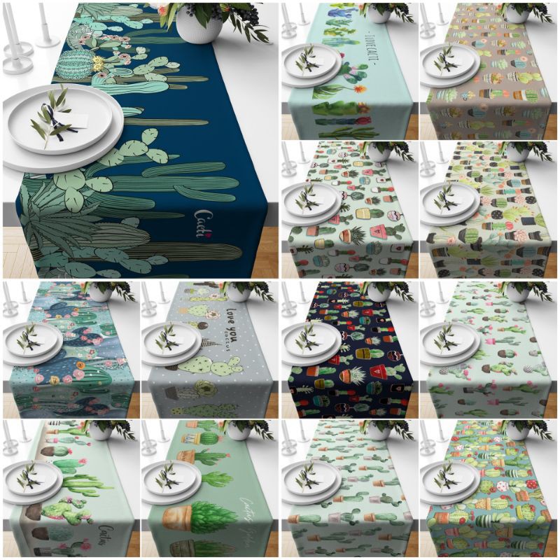 TABLE RUNNER TAPLAK MEJA MOTIF KAKTUS SERIES