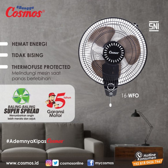 Kipas Angin Dinding Wall Fan Cosmos 16 Inch 16-WFO ORI BERGARANSI 16WFO