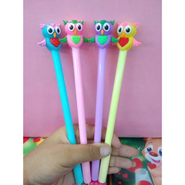 

Pulpen gel karakter owl imut isi 12 pcs