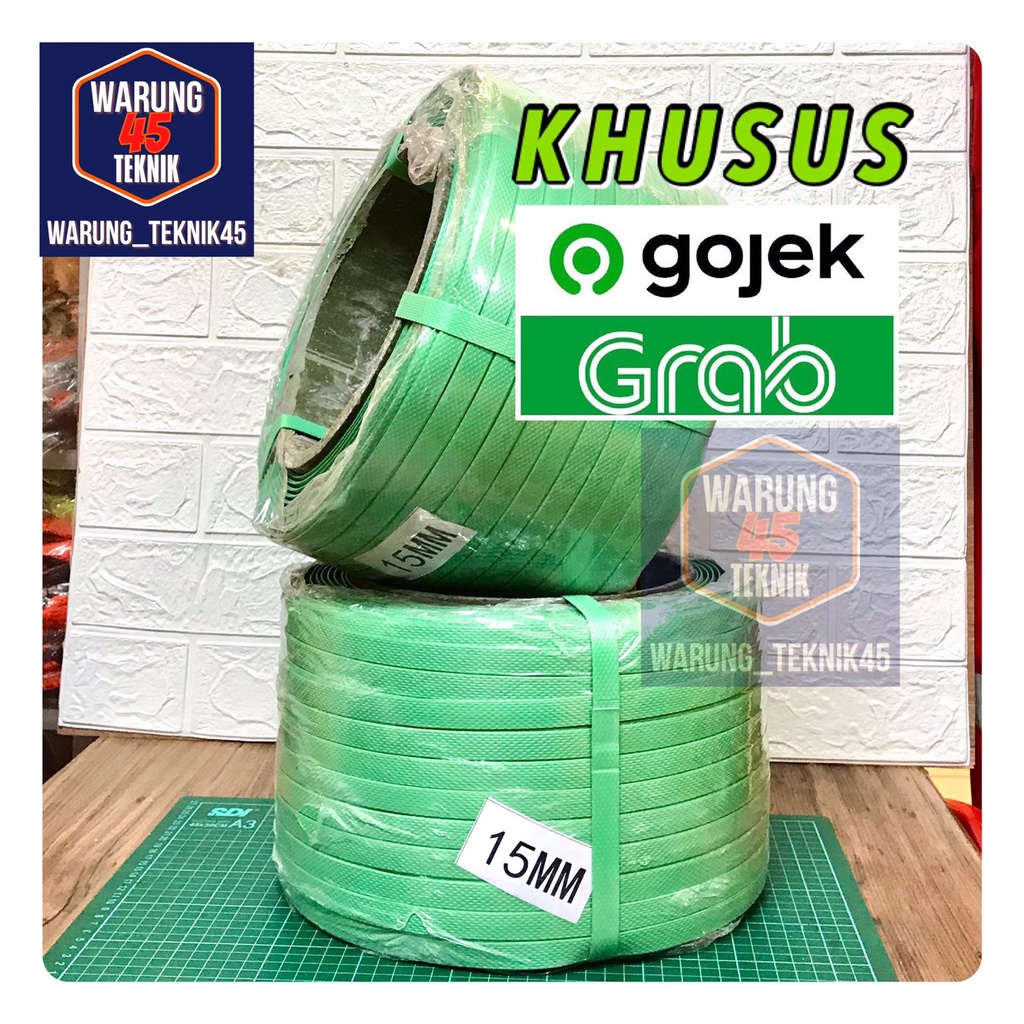 GOJEK | GRAB | Plastik Strapping Straping Band 15 mm Berat 7 kg Tali Hijau Straping