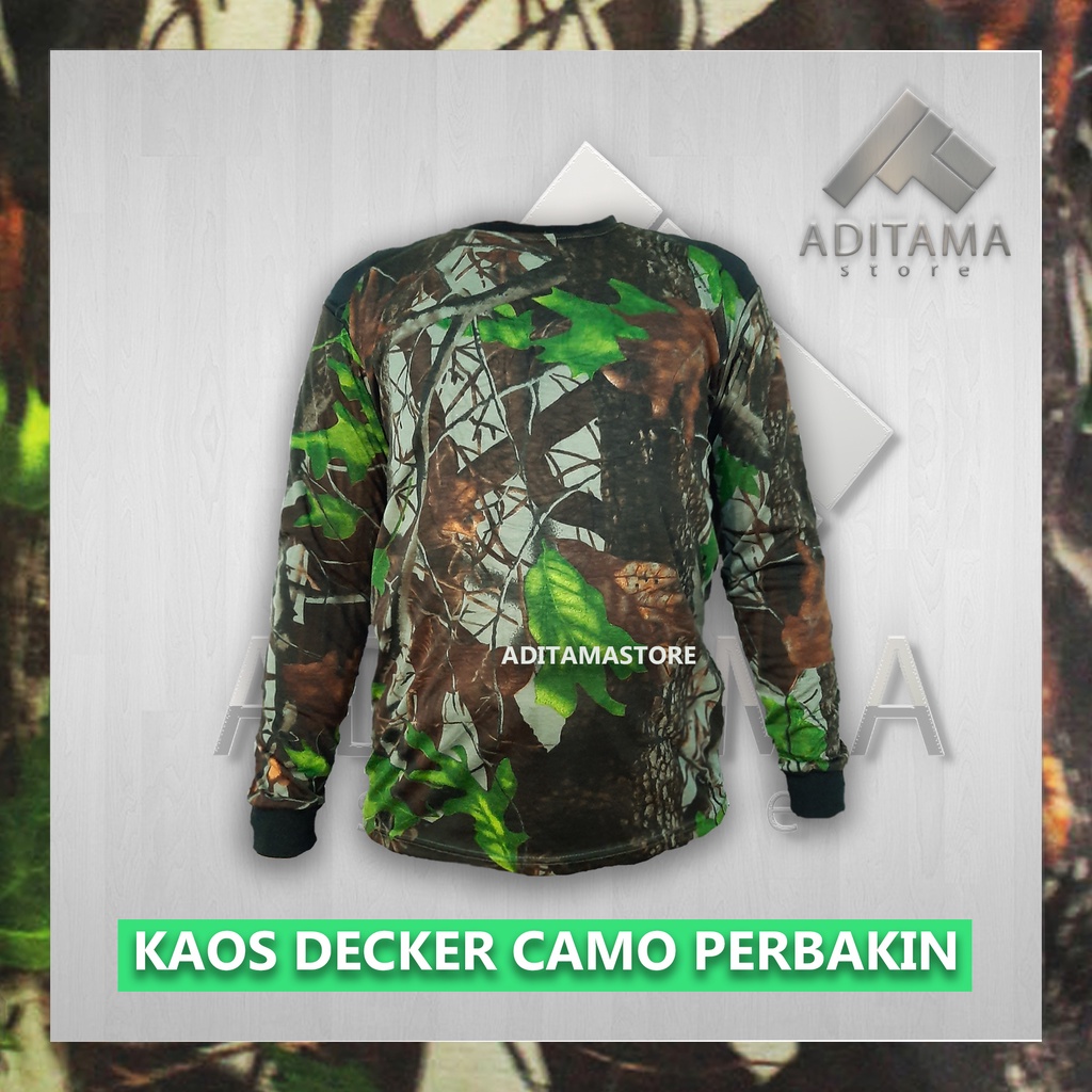 BAJU KAOS DECKER LORENG KAMUFLASE CAMO PERBAKIN HUNTING BERBURU