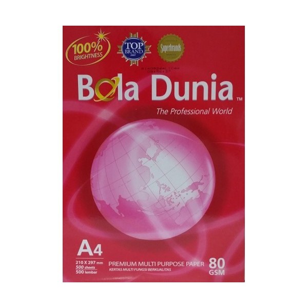 

Super Murah! Kertas Fotocopy A4 80 Gram Bola Dunia Baru!