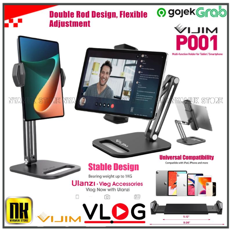 Stand Tablet iPad/Dudukan Holder Hp Meja Ulanzi Vijim P001