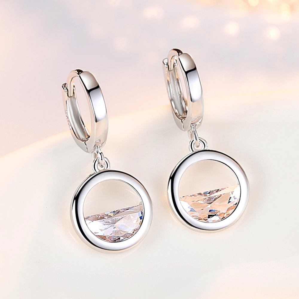 Anting Perak Sterling Wanita Fashion Aksen Berlian Aksesoris Gaya Korea