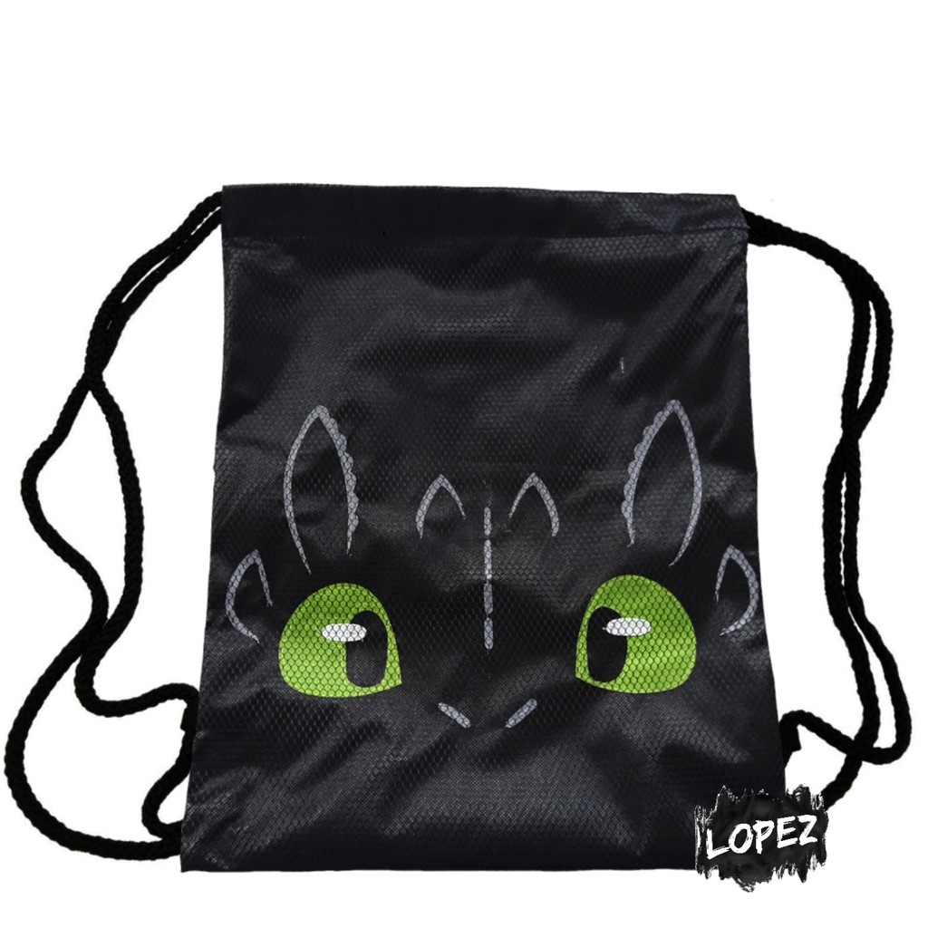 Tas Jaring Night Light Fury / Drawstringbag Toothless Face / Tas Serut How To Train Your Dragon Hicc