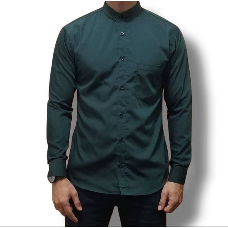 HDR.CO Kemeja Pria Distro Polos Lengan Panjang Basic Kasual hem cowok baju kerja kantor