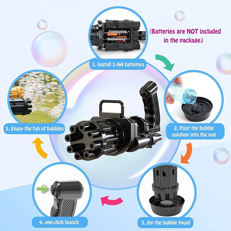 Bubble Gun Mainan Anak Gatling Electric Tembakan Pistol Balon Gelembung Busa Sabun Blower Machine-2
