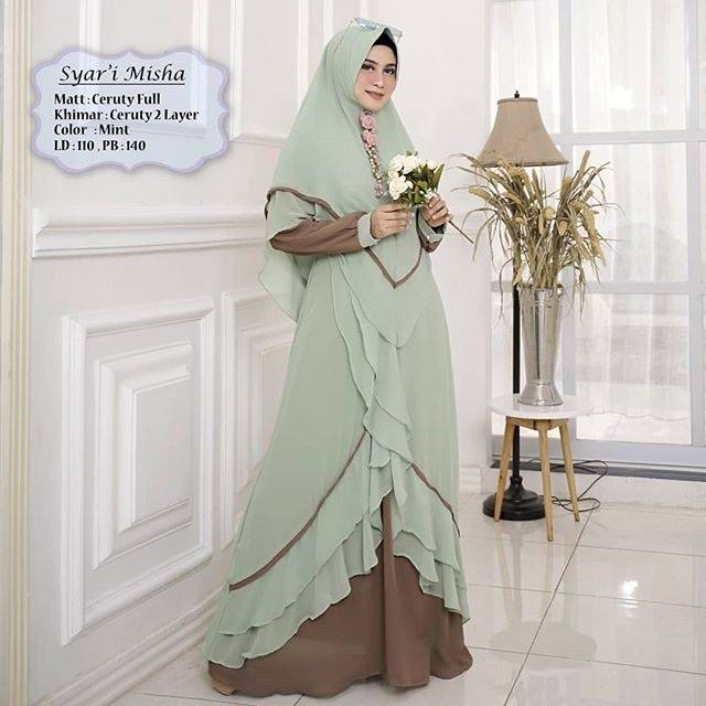 Misha Gamis Syari set Khimar / Syar'i Set Hijab / Syar'i Jumbo/ Syari set / Hiajb Syar'i Premium
