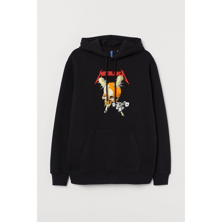 Hoodie H&amp;M Metallica Hitam Pria Wanita sweater hnm metallica