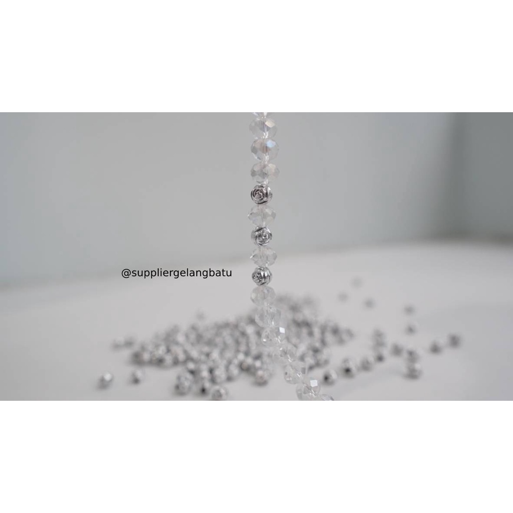 Aksesoris spacer BUNGA BULAT 6mm SILVER batas aksesoris gelang kalung