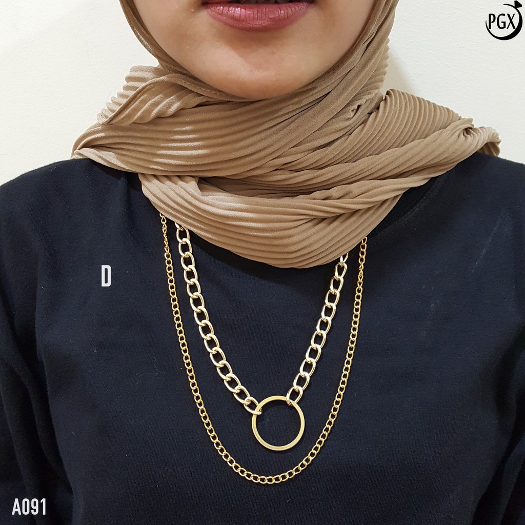 PGX Kalung Rantai Wanita Hijab Panjang Multilayer Necklace - A091