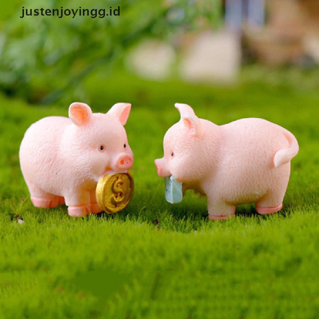 // justenjoyingg.id // Fortune Pig Miniature Figurine Fairy Garden Dollhouse Decor Micro Landscape ~