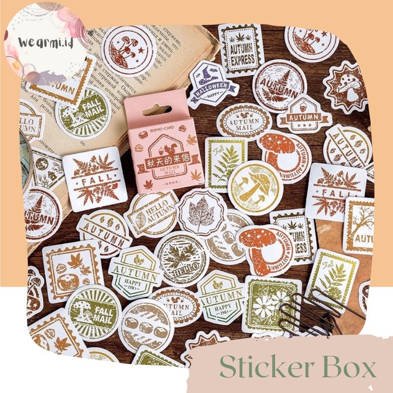 

45Pcs Deco Sticker Box Planner DIY Scrapbook Stiker Dekor Kotak Colorfull Autumn Mail Postcard