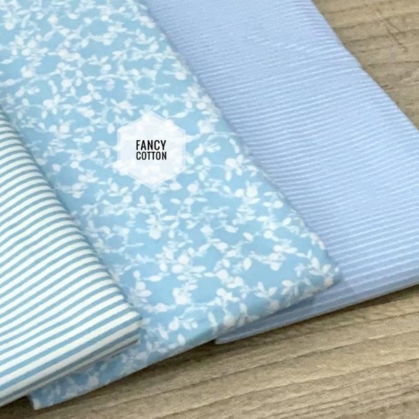 ◄ kain katun jepang motif fancy matching bunga putih biru muda ➩