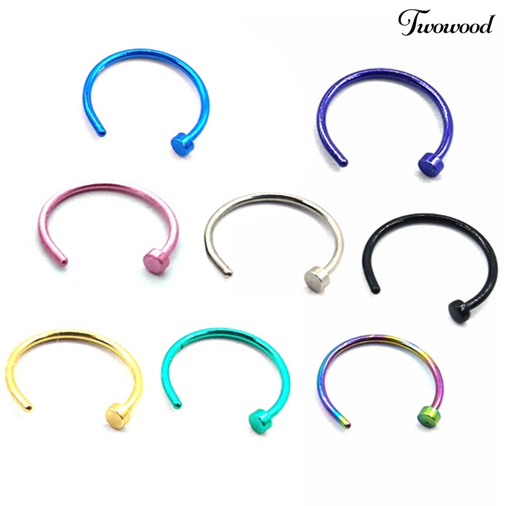 Twowood 8 Pcs/Set Nose Clip C Shape Electroplate Unisex Different Colors Lady Lip Clip for Parties