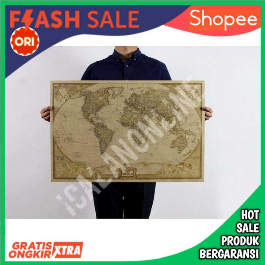 

Poster Peta Dunia Large Vintage World Map 104 x 69 cm - N401
