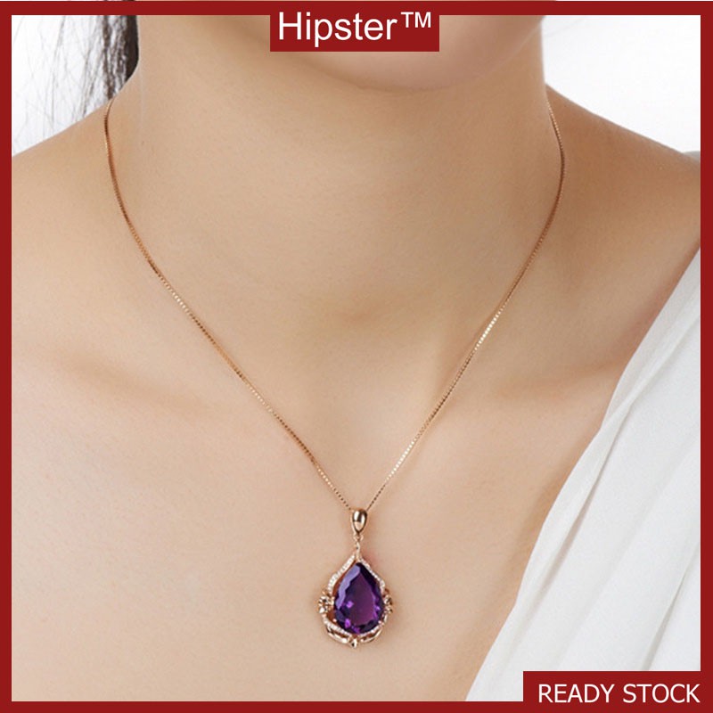 Hot Selling Light Luxury Natural Amethyst Pendant Elegant Necklace