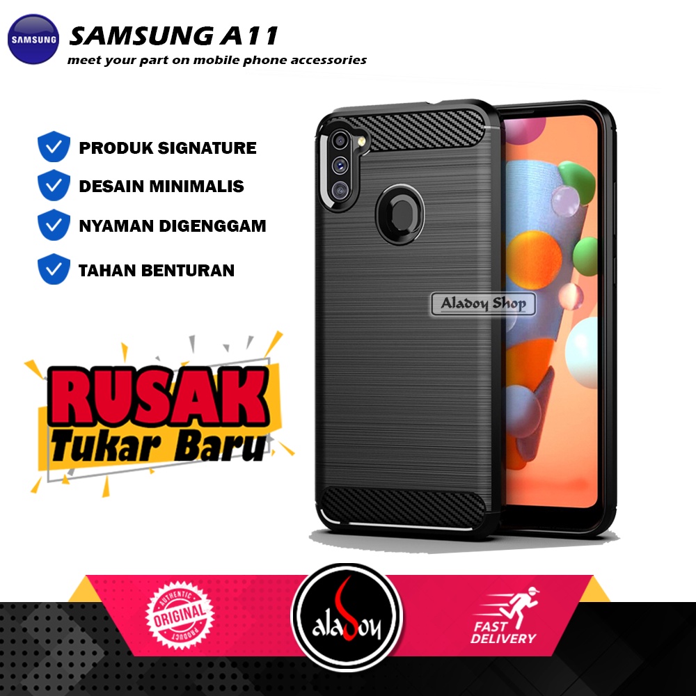 Case Samsung A11 2020 Ultra Slim Ipaky Carbon Premium Softcase HP