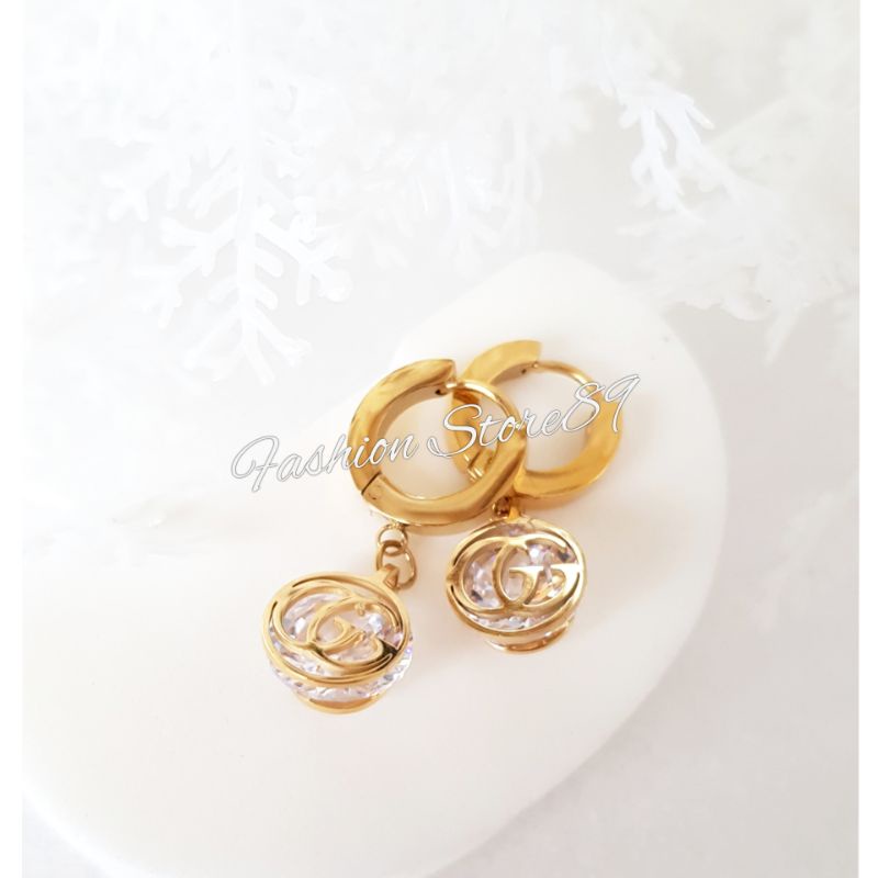 Anting jurai impor Titanium gold Fashion Antikarat Anting Branded Fashion Titanium