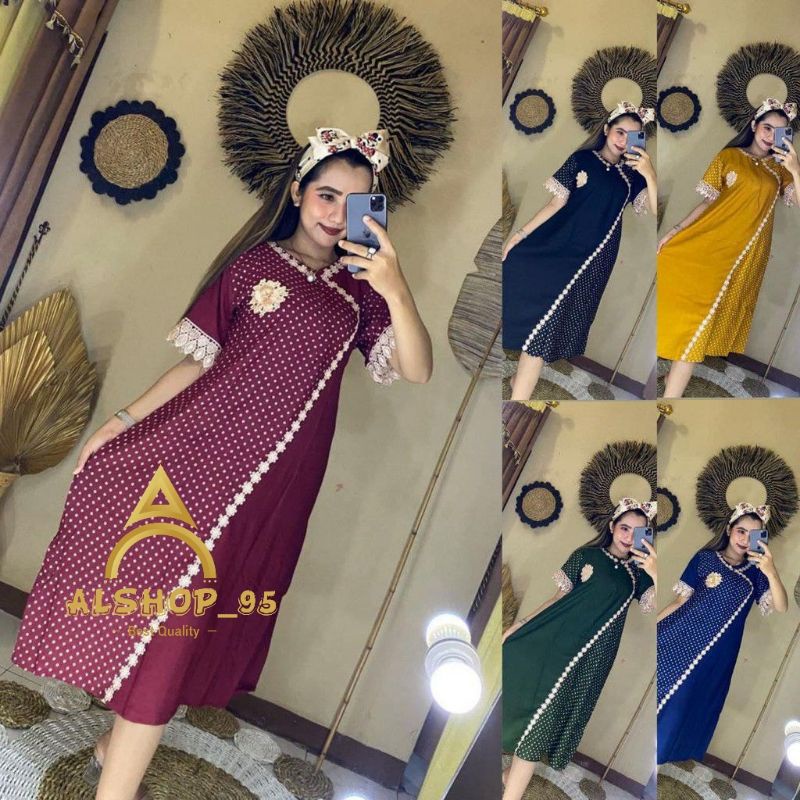 DASTER ARAB MOTIF DASTER SYIFA POLKA RENDA BUNGA KOMBINASI