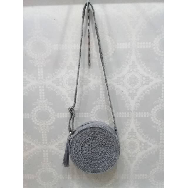 Tas Rajut Wanita Nilon Slingbag Bulat Murah