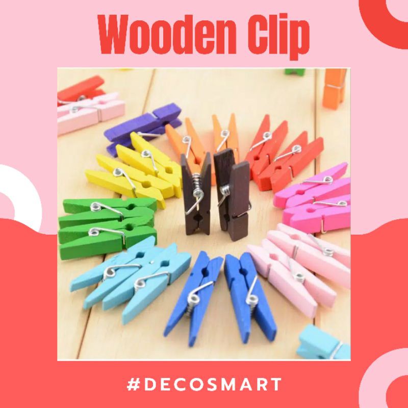WOODEN CLIP penjepit Kayu Rainbow Polaroid Foto