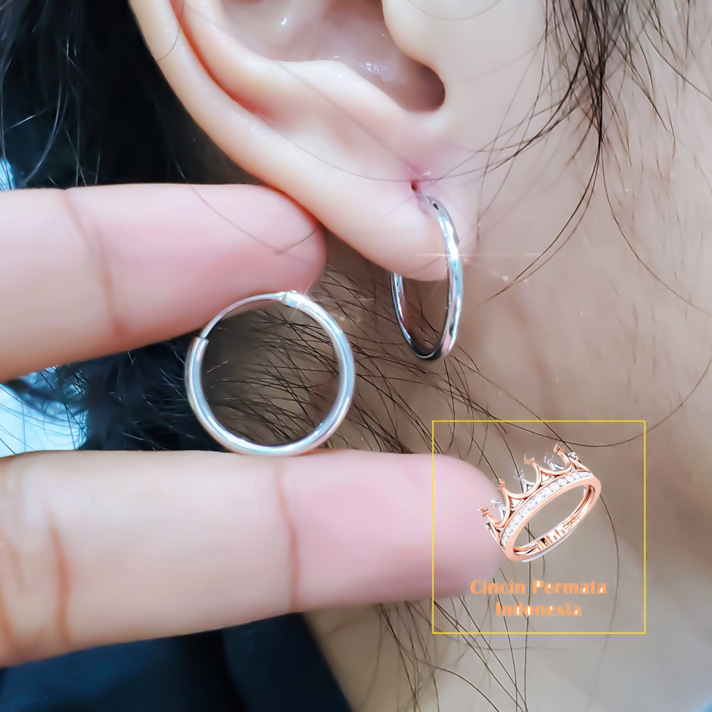 Anting Clip Lingkaran Polos Cantik Warna Silver Dan Gold