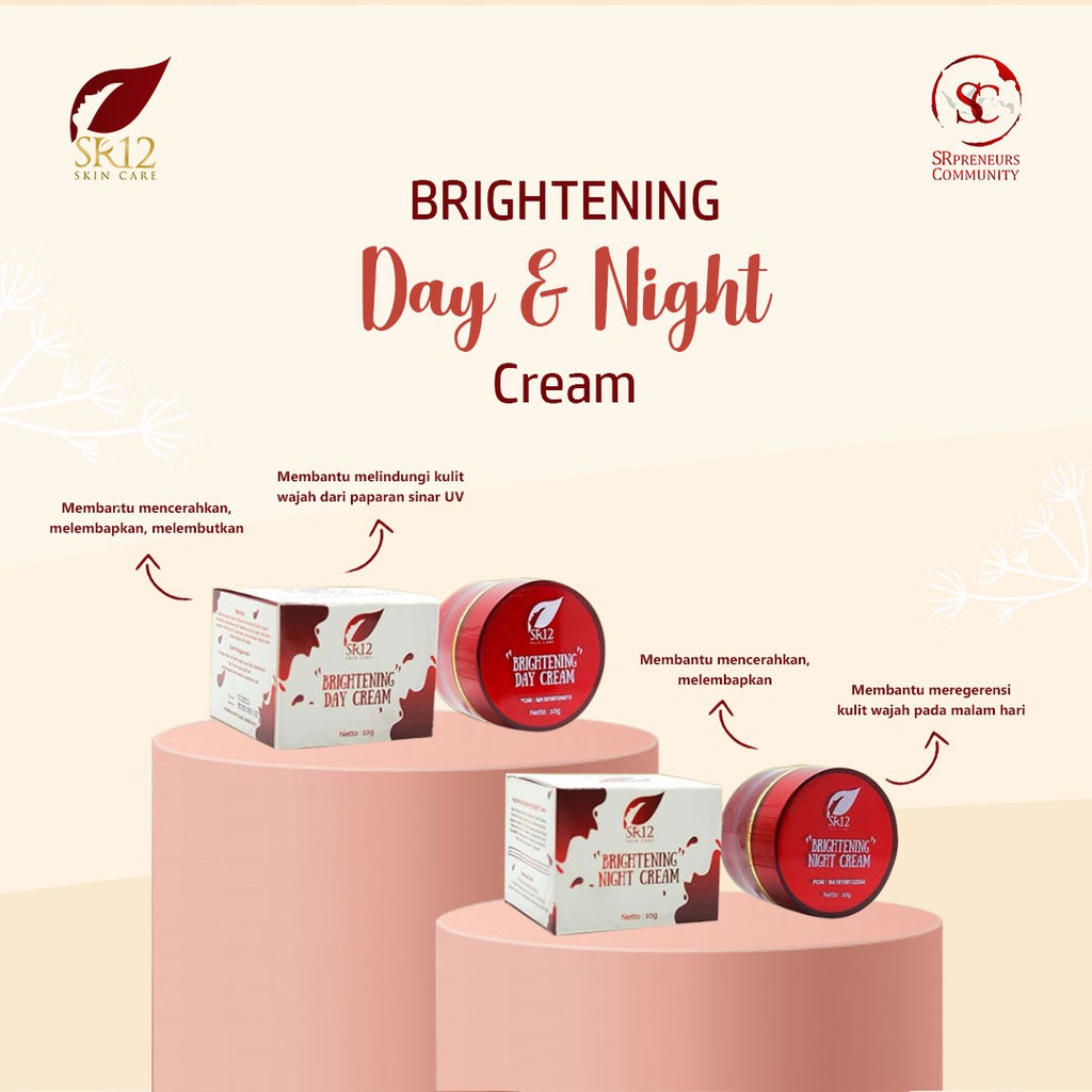 SR12 HERBAL SKINCARE BRIGHTENING DAY &amp; NIGHT CREAM / KRIM SPF PENCERAH BPOM AMAN / MENYAMARKAN NODA HITAM