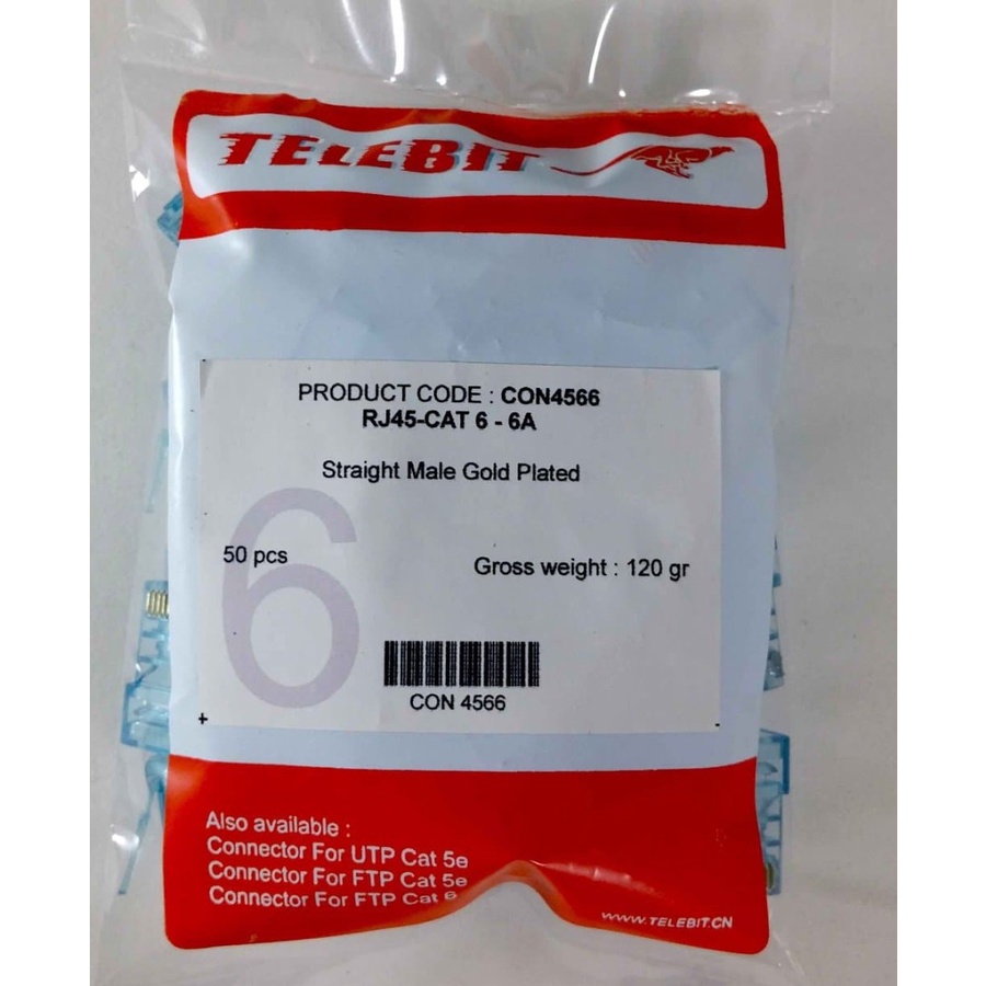 Telebit Konektor RJ 45 CAT 6 Kecepatan 1 Gbps