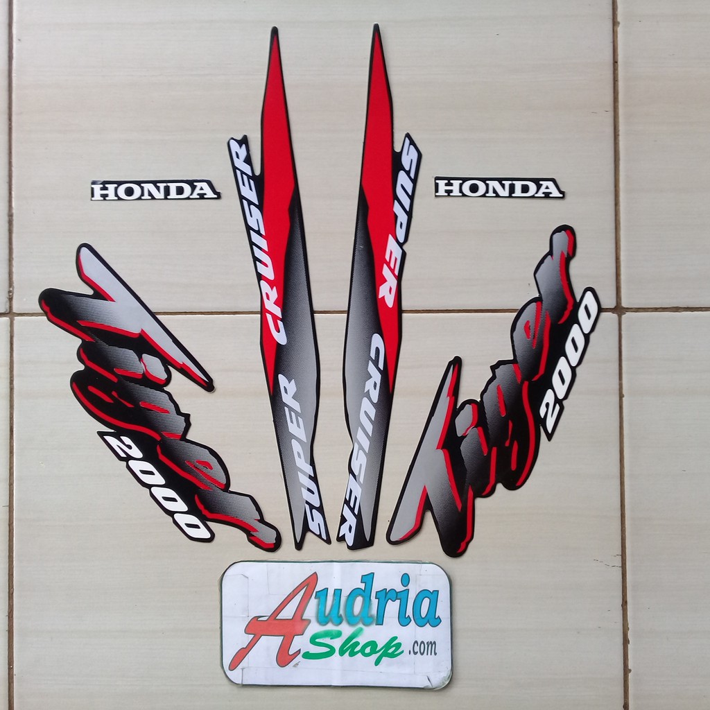 Stiker Striping Motor Honda Tiger 2000 Hitam-Silver