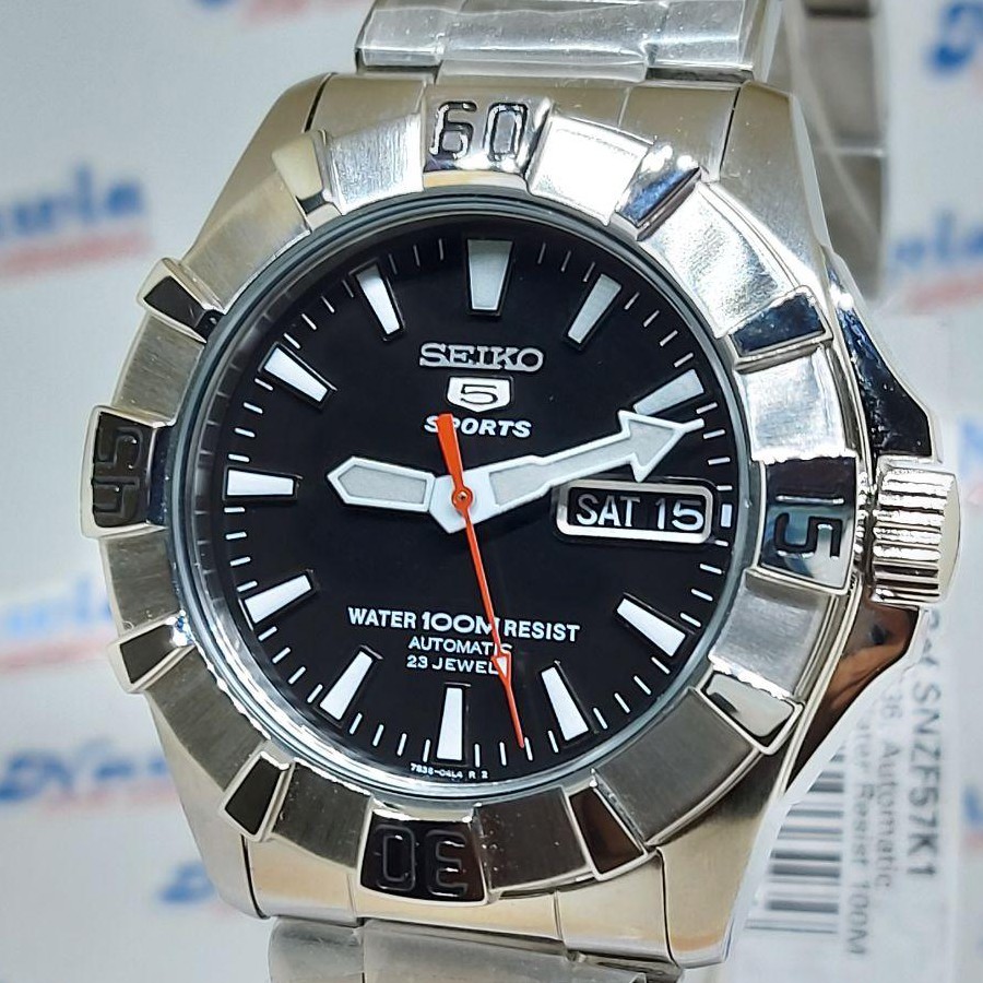 Seiko 5 Sports SNZF57K1 Automatic Black Dial - Jam Tangan Pria SNZF57