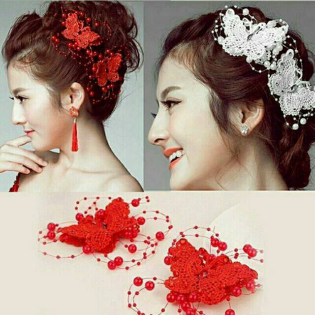 Butterfly hair pin/ jepit hiasan rambut kupu renda