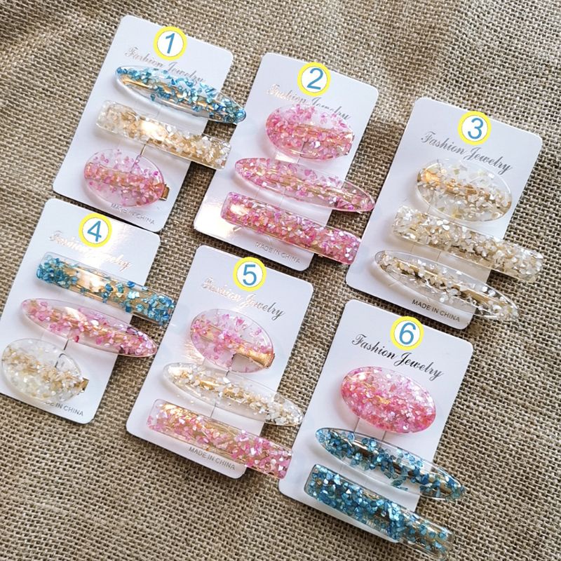 Siy 3pcs / Set Jepit Rambut Barrette Asam Asetat Warna Permen Untuk Wanita