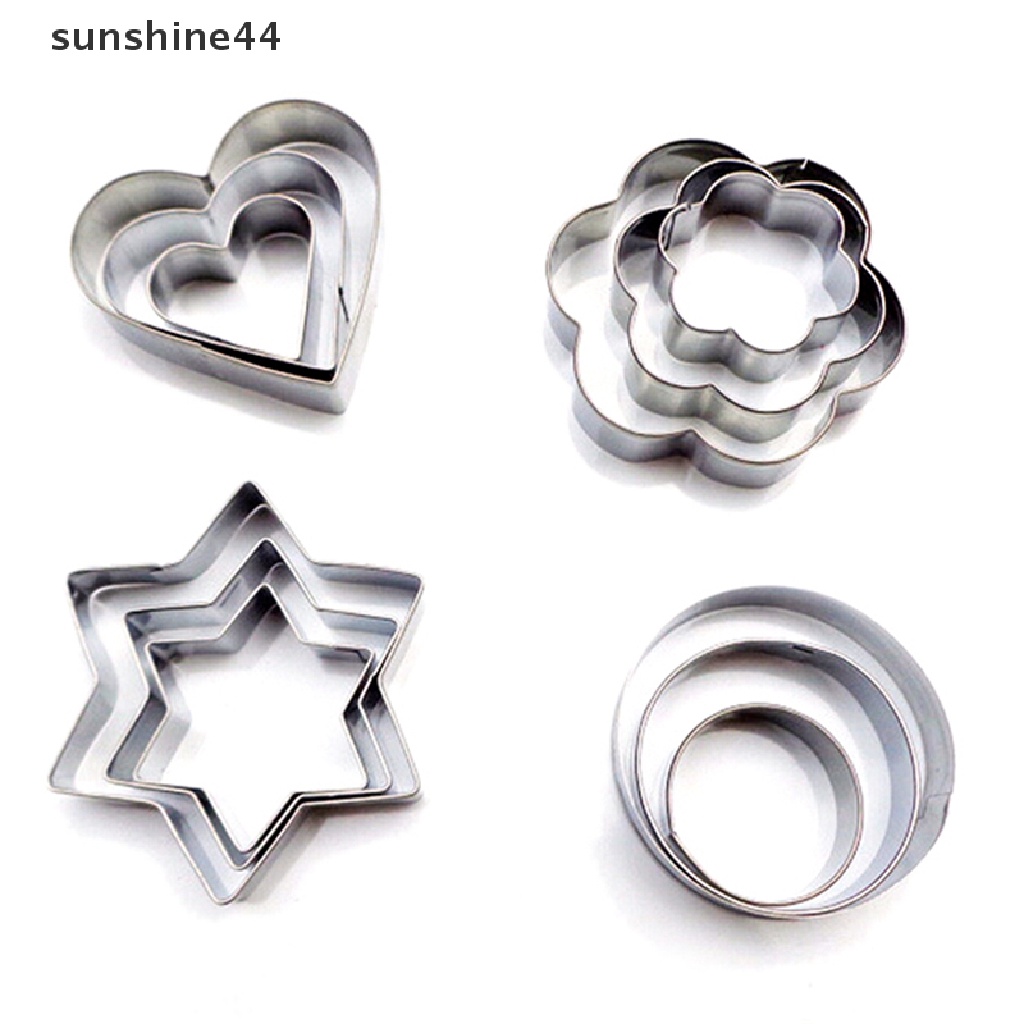 Sunshine 1 Set / 12Pcs Cetakan Kue / Cookies / Telur Bahan Stainless Steel