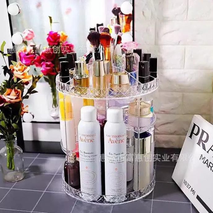 ROTARY ACRYLIC MAKEUP ORGANIZER IMPORT - TEMPAT KOSMETIK PUTAR AKRILIK - Diamond |ORIGINAL KUALITAS
