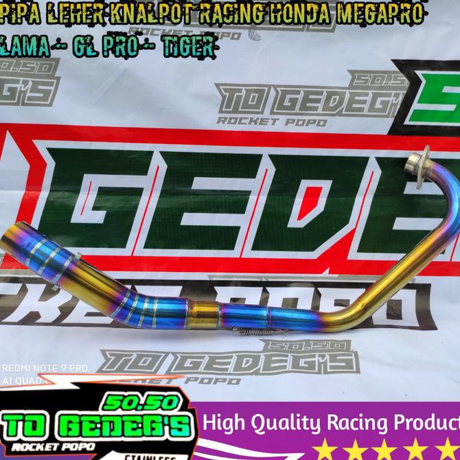 pipa leher knalpot racing honda tiger gl pro semi stainlees bluemoon COD