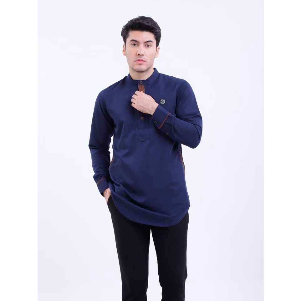 PROGRESS MAN baju koko pria lengan panjang koko kurta pangsi kemeja koko pria lengan panjang koko kurta pangsi baju kurta pangsi dewasa logo bordir Putih P4N9S108