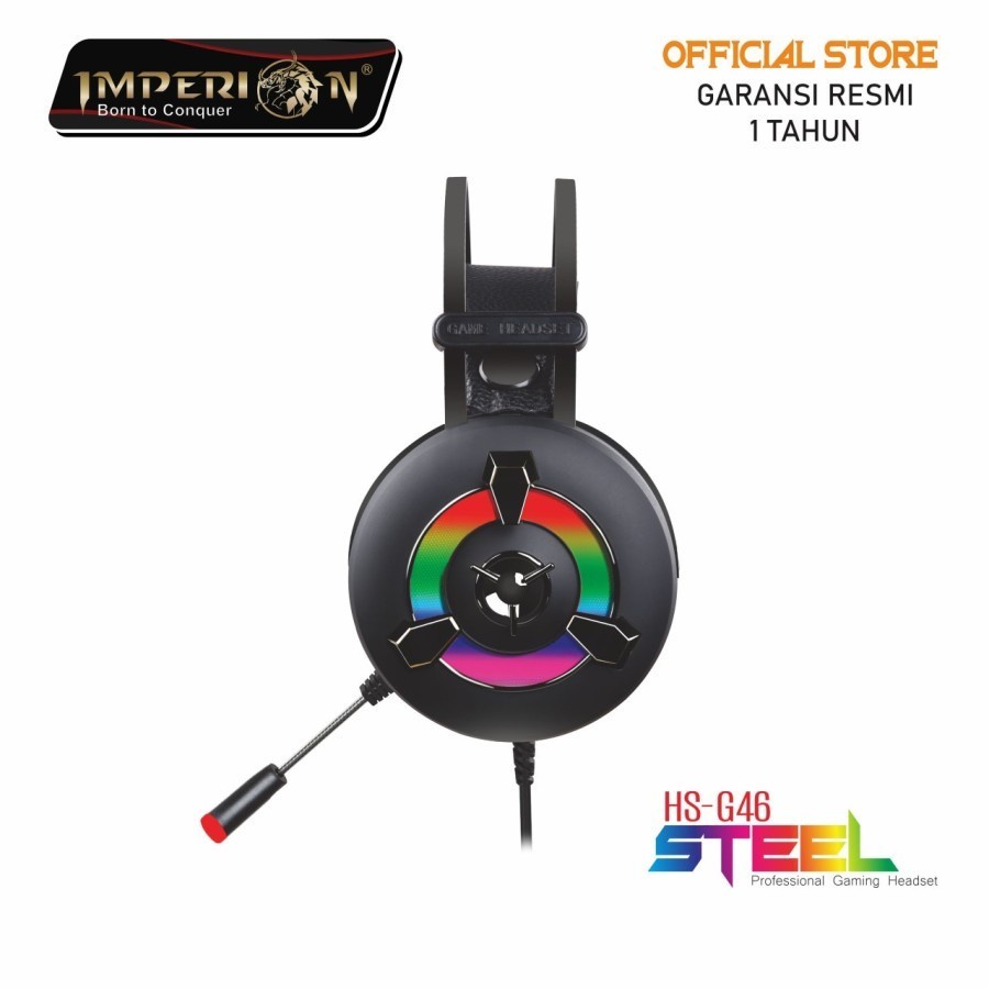 Headset gaming imperion wired audio 3.5mm Usb running rgb steel Hs-G46 ORIGINAL HEADSET IMPERION